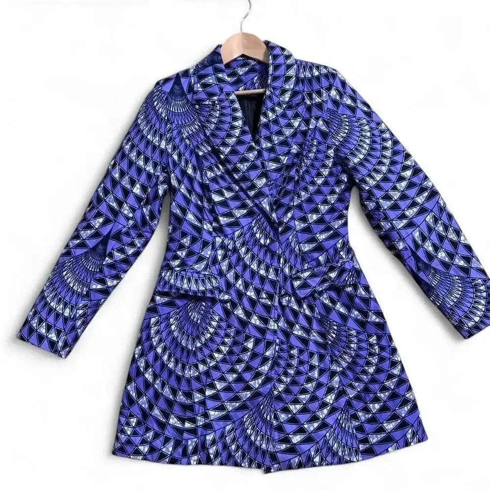 Lynn Cohen Collection Geometric Print Quilted Blazer Jacket